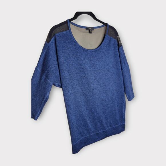 Alala Colorblock Mesh Athleisure Top 3/4 Sleeve Black Blue Women's Small - Picture 3 of 8
